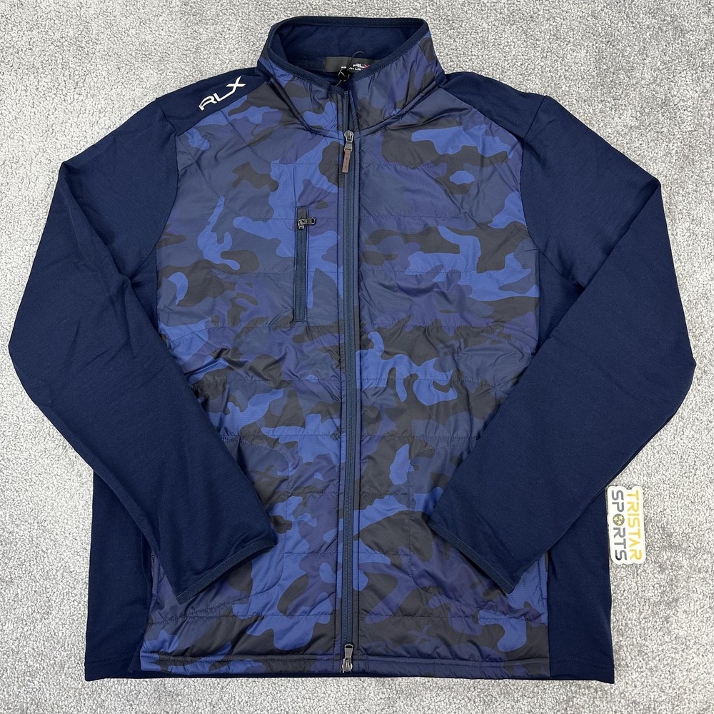 RLX Ralph Lauren Jacket Mens XL Navy Camo Golf Hybrid Insulated Full Zip Stretch